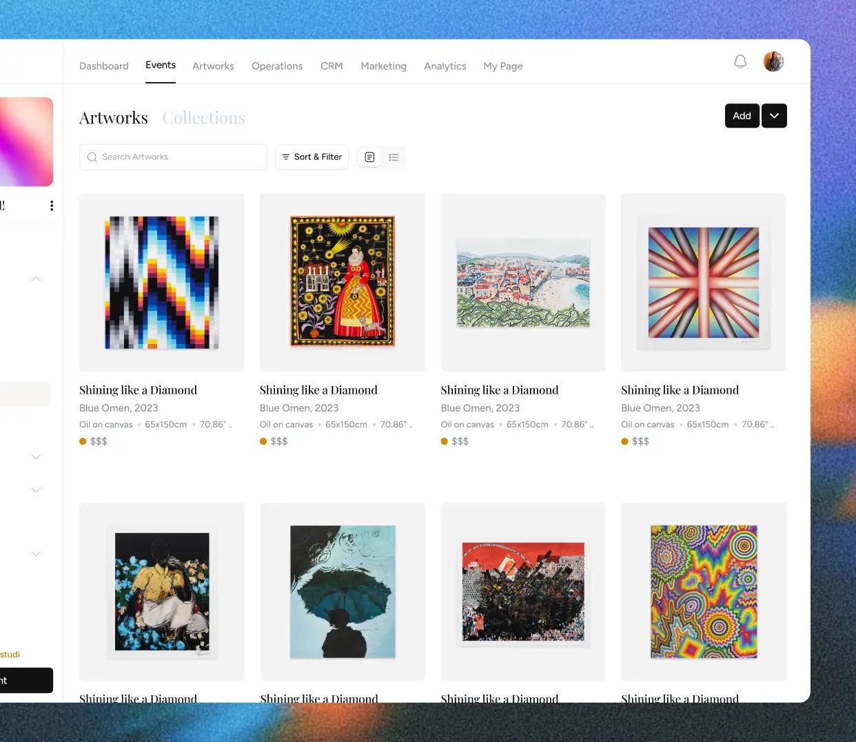 Art Circles artwork management view