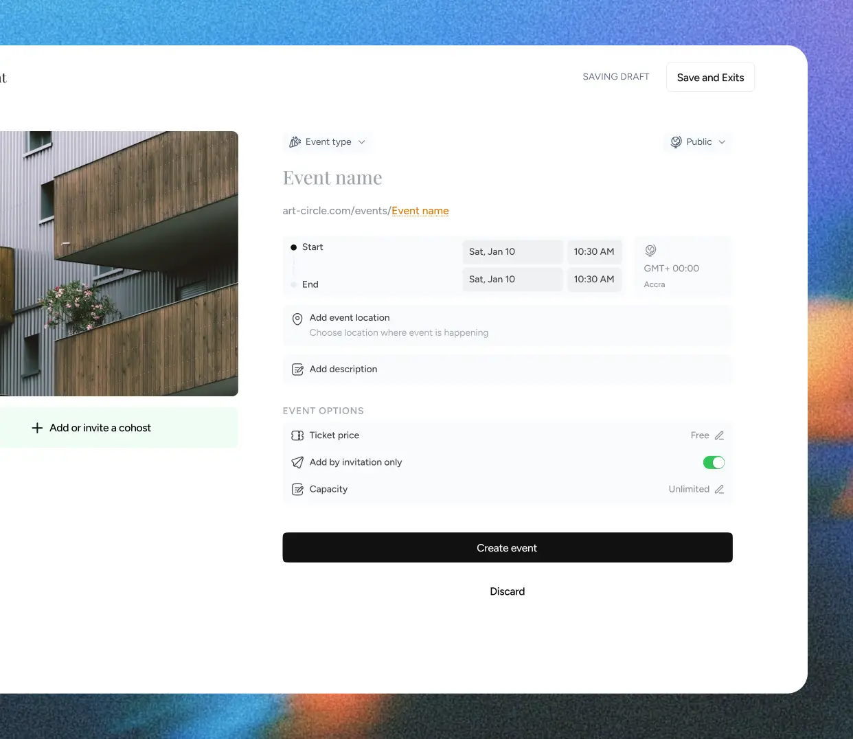 Art Circles event builder