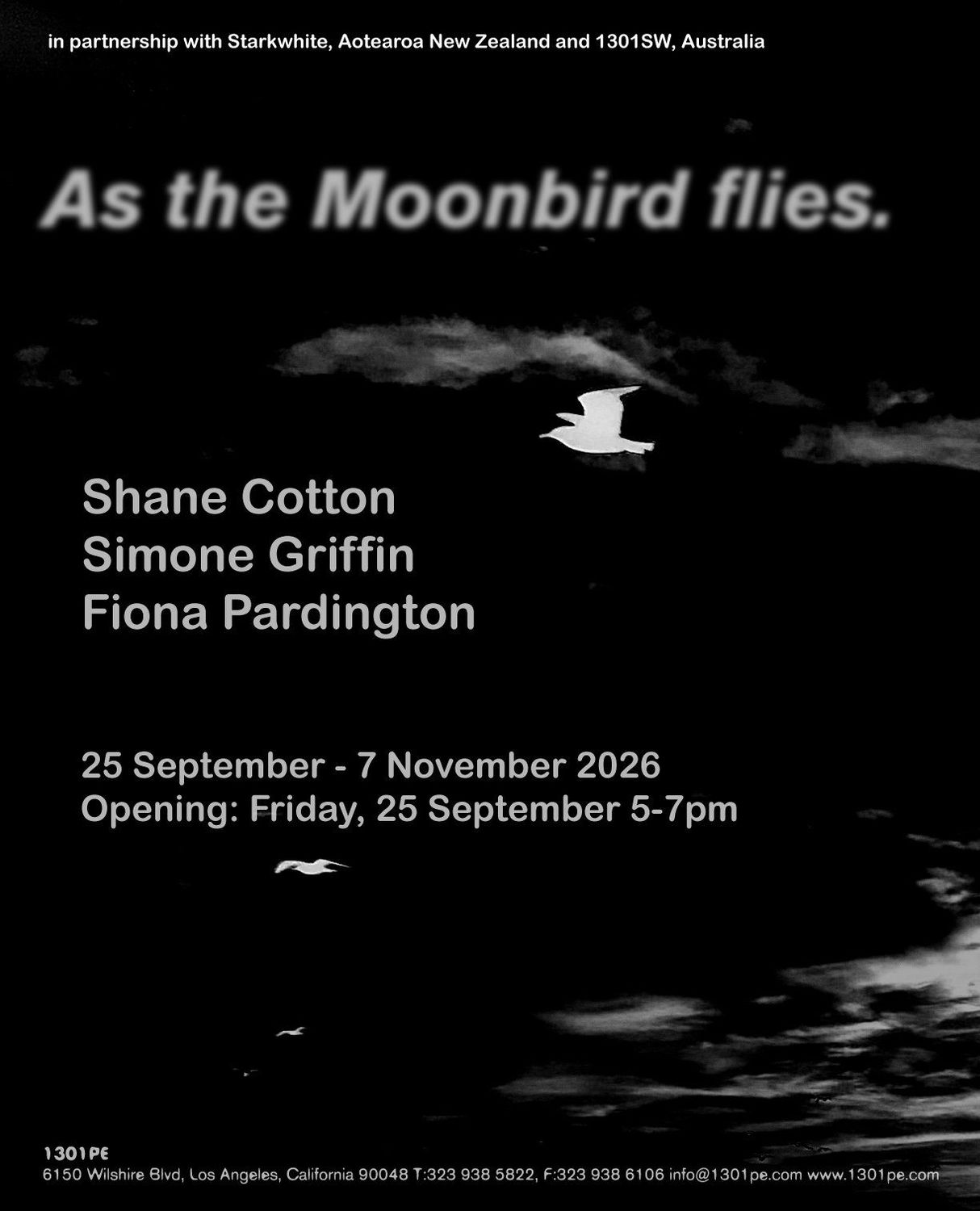As the Moonbird flies: Shane Cotton, Simone Griffin, Fiona Pardington