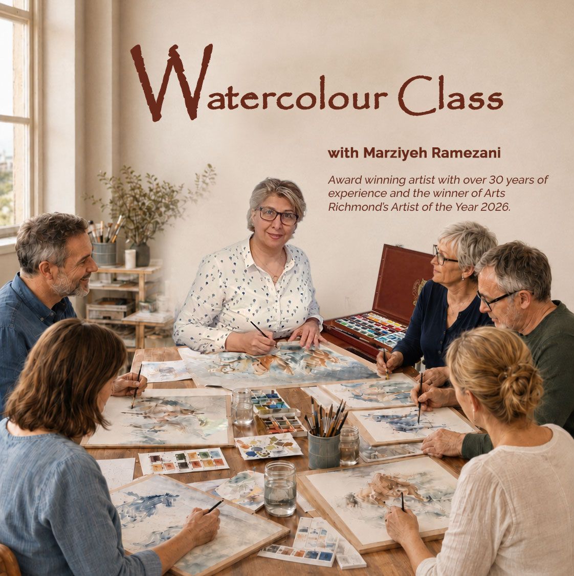 Watercolour Painting Course at Whitton with Marziyeh Ramezani